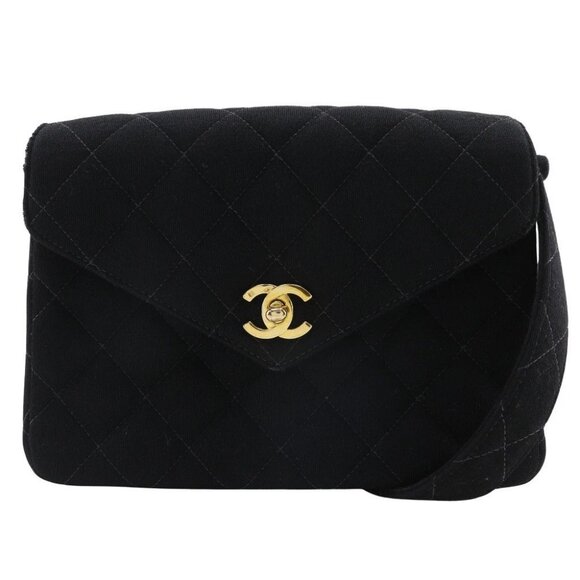 CHANEL Matelasse Shoulder Bag COCO Mark black cotton Women - Picture 1 of 15